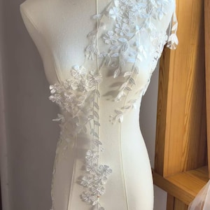 1 pcs Ivory Leaf Branch Cotton Trim Lace Appliques Embroidery Tulle Collar wedding veil DIY garment decorative wedding accessories S0990