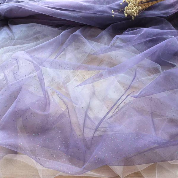 Purple Sequin Lace Fabric, Soft Tulle Bridal Veil, 51'' Wide H0198 Tulle Gauze Bridal gown wedding lace Bridal Veil