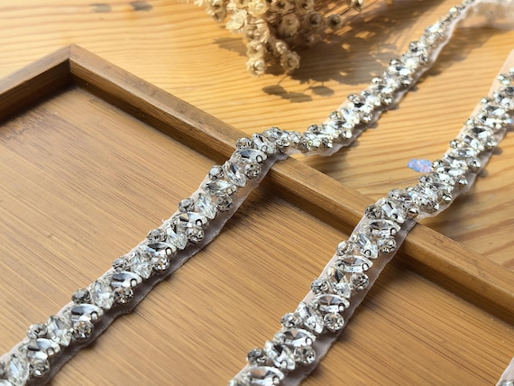 Crystal Beaded Rhinestone Applique Bridal Sash Trim by Bling Amazon.com: 5pcs Handmade Crystal Beaded Rhinestone Applique  main image 2