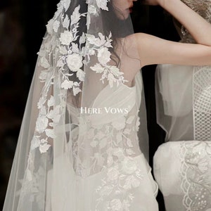 White/Red 3D Rose Floral Chiffon Lace Bridal veil gown Fabric Fashion Costume Wedding Dress bridal veil bridal gown lace 51&#39;&#39; 1 yard H0812