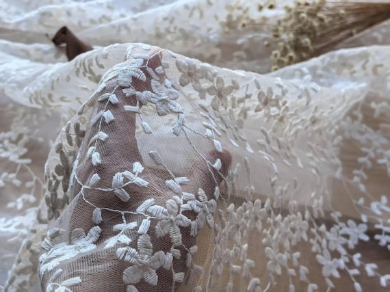 Ivory lace material for sale discount