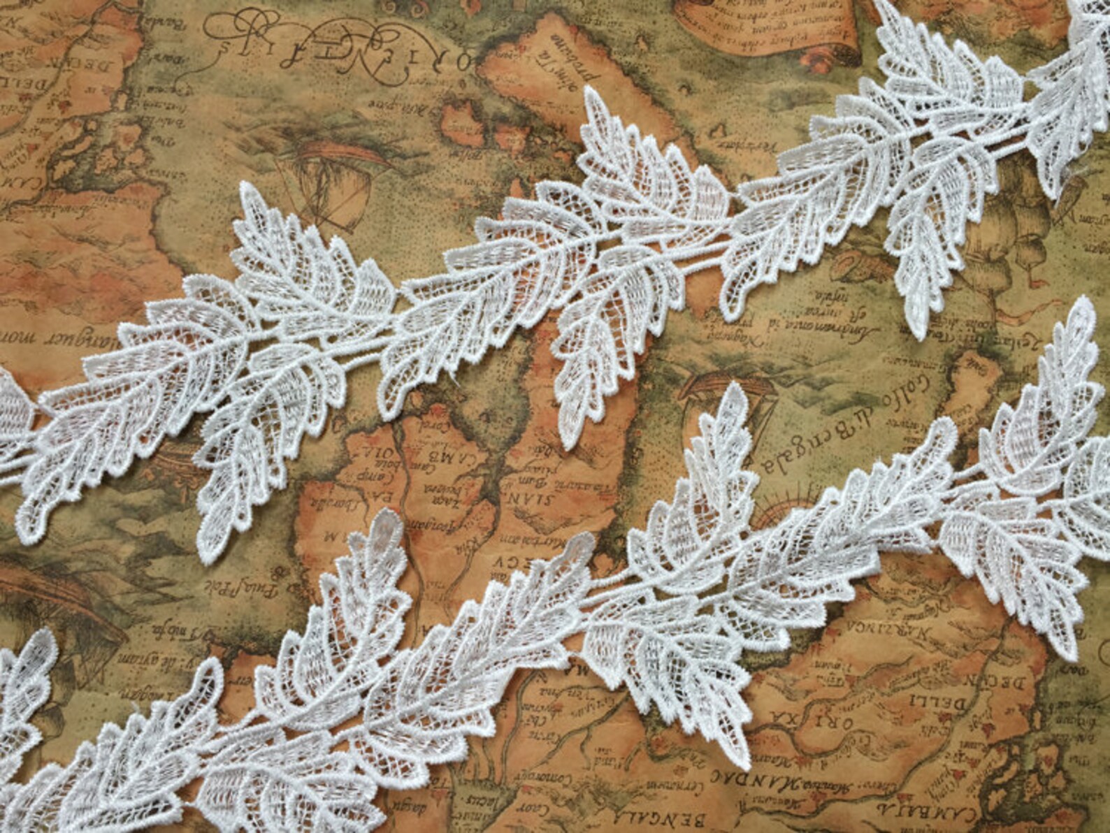 Ivory Leaf Lace Trim Embroidery Wedding Veil Lace Trim 4 Etsy