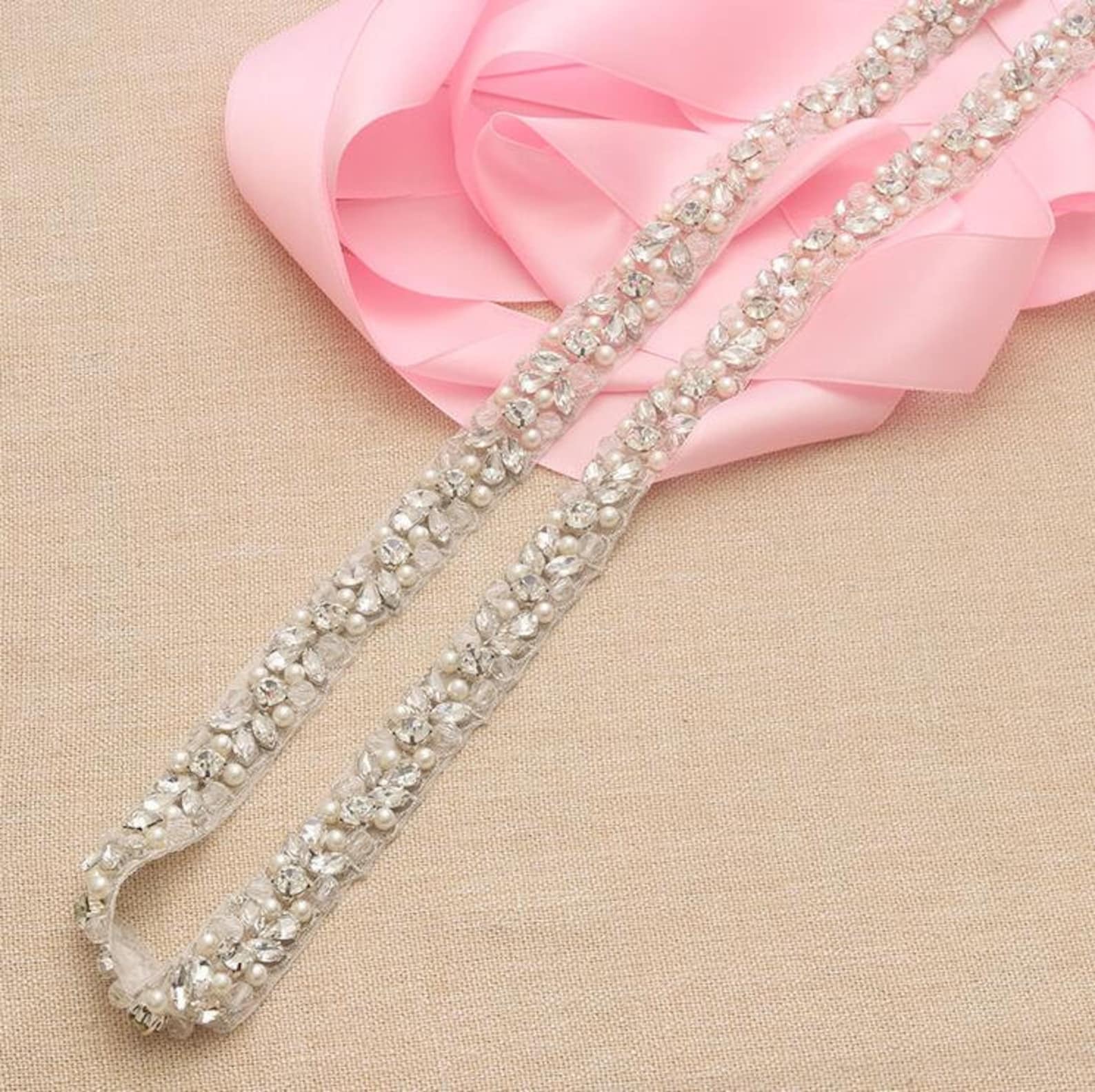 Rhinestone Beaded Crystal Bridal Sash Applique Rhinestone Etsy