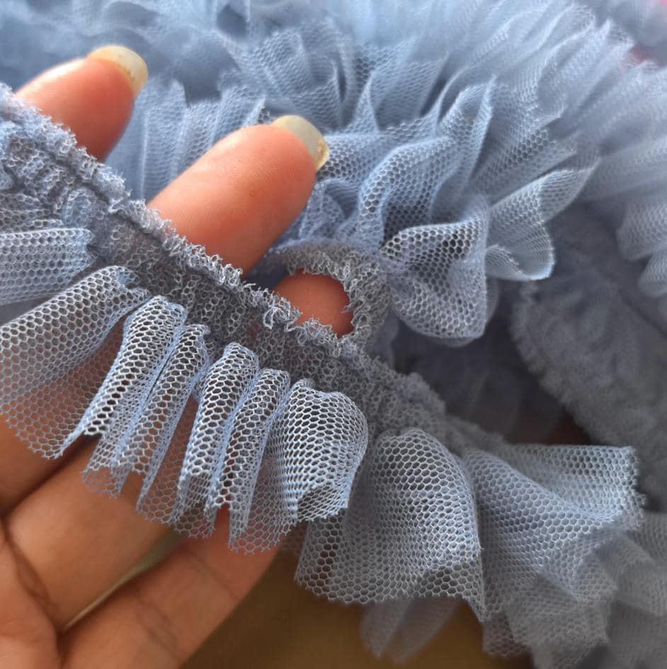 10 Yards Pale Blue Ruffled Organza Trim for Tutu Dance Costume