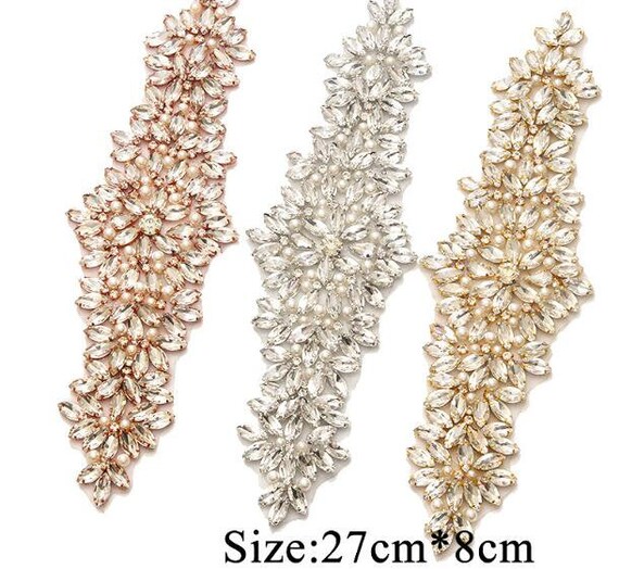 JLZXSY Applique en strass perlé, garniture de ceinture en cristal pour robes, applique scintillante de 1 mètre à coudre ou à repasser sur la ceinture de robe de mariée