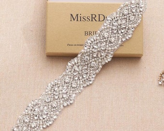 Crystal Pearl Rhinestone Beaded Applique For Bridal Headband Crystal Trim Bridal Accessories Wedding Dress Sash Belt Headband H092