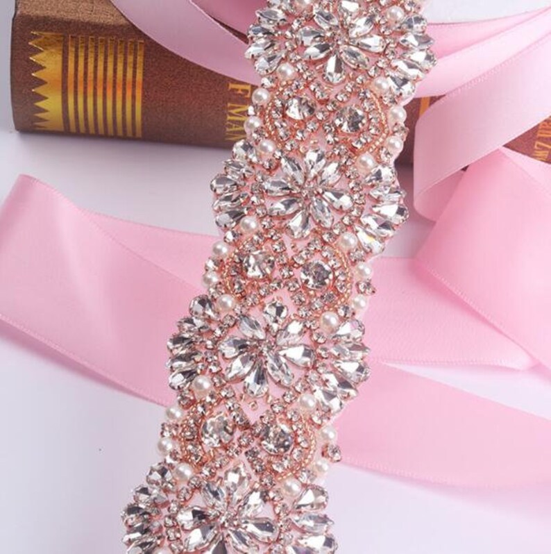Rhinestone Beaded crystal bridal sash applique Rhinestone Etsy