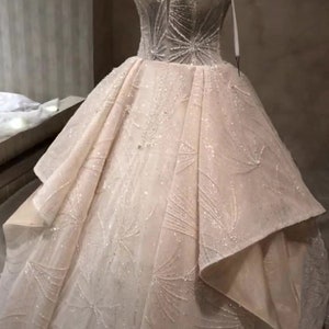 Ivory Fireworks Lace tulle with silver Sequins Embroidery Lace Fabric Wedding Dress bride gown Skirt DIY Accessories 51&quot; Wide 1 yard S0999