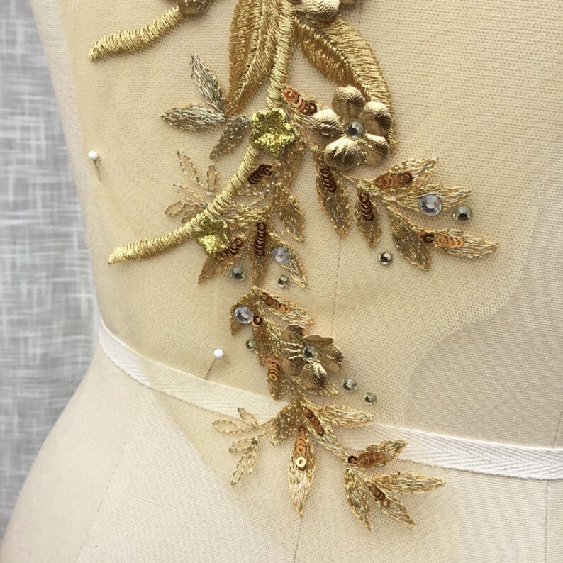 aqua floral applique gown