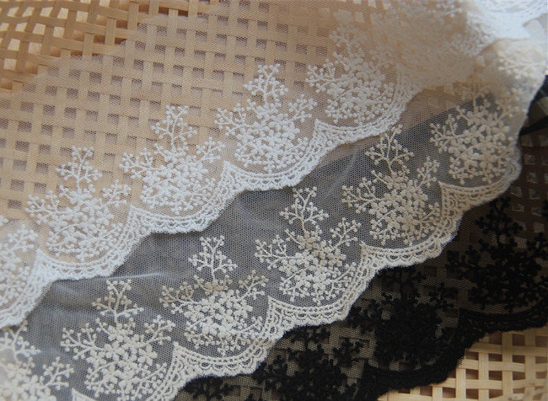 Snowflake Lace Trim Embroidery Tulle Lace Trim Accessory 3.93 Etsy