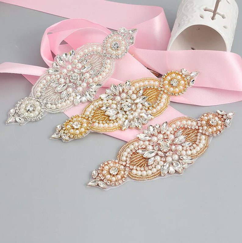 Crystal Pearl Rhinestone Beaded Applique for Bridal Headband Etsy