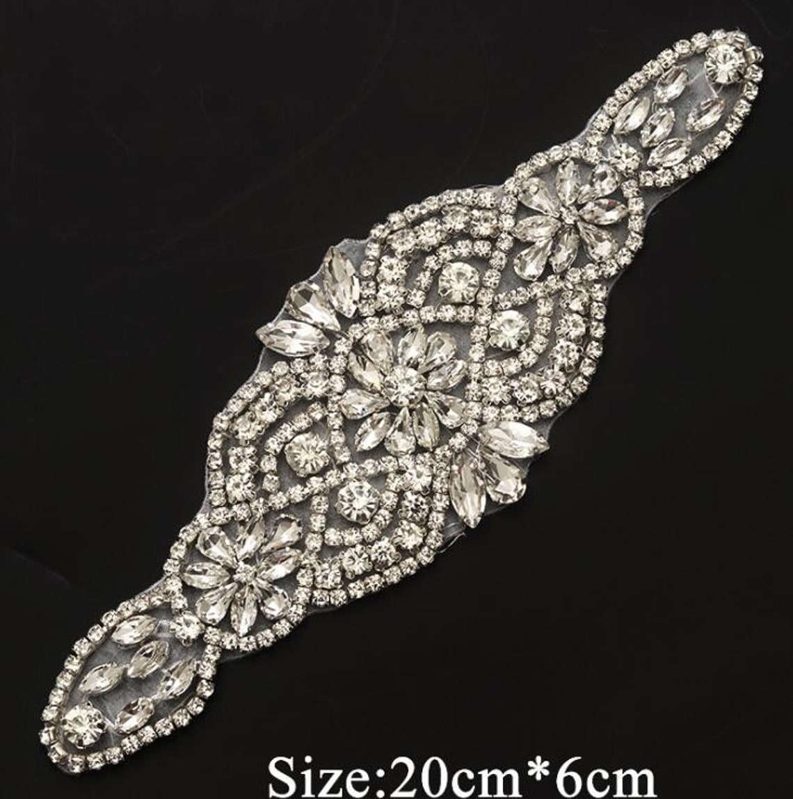 Rhinestone Crystal Beaded Lace Trim Rhinestone Applique Bridal Etsy