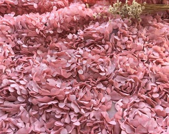 Dusty Pink 3D Chiffon Floral Lace Fabric, 55'' Wide, Bridal Wedding Dress S0575 Tulle Gauze Bridal gown wedding lace Bridal Veil