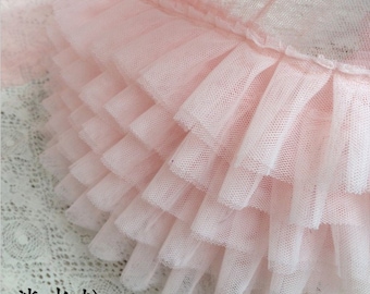 5 Row Layer Lace Trim Elastic Lace Trims Bubble Skirt Ruffled Accessory 6.69 Inch Wide 1 Yard B073