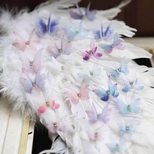 3D Beaded Colorful Butterfly Lace Applique, Bridal Gown Embroidery Patches 4cm-5cm A395 wedding Tulle Bridal gown wedding lace bridal veil