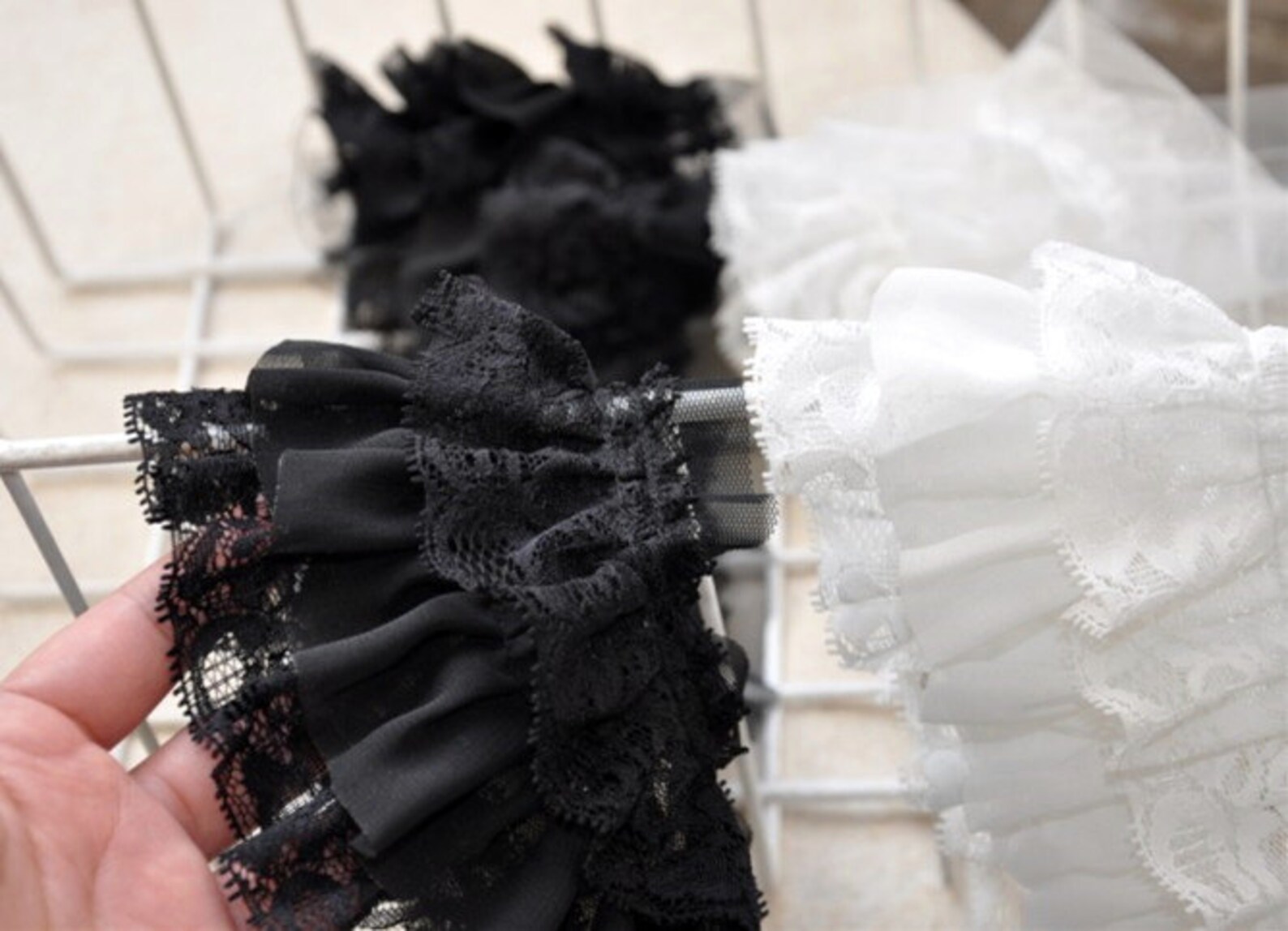 3 Row Layer Chiffon Lace Trim Fold Ruffled Accessory 3.14 | Etsy