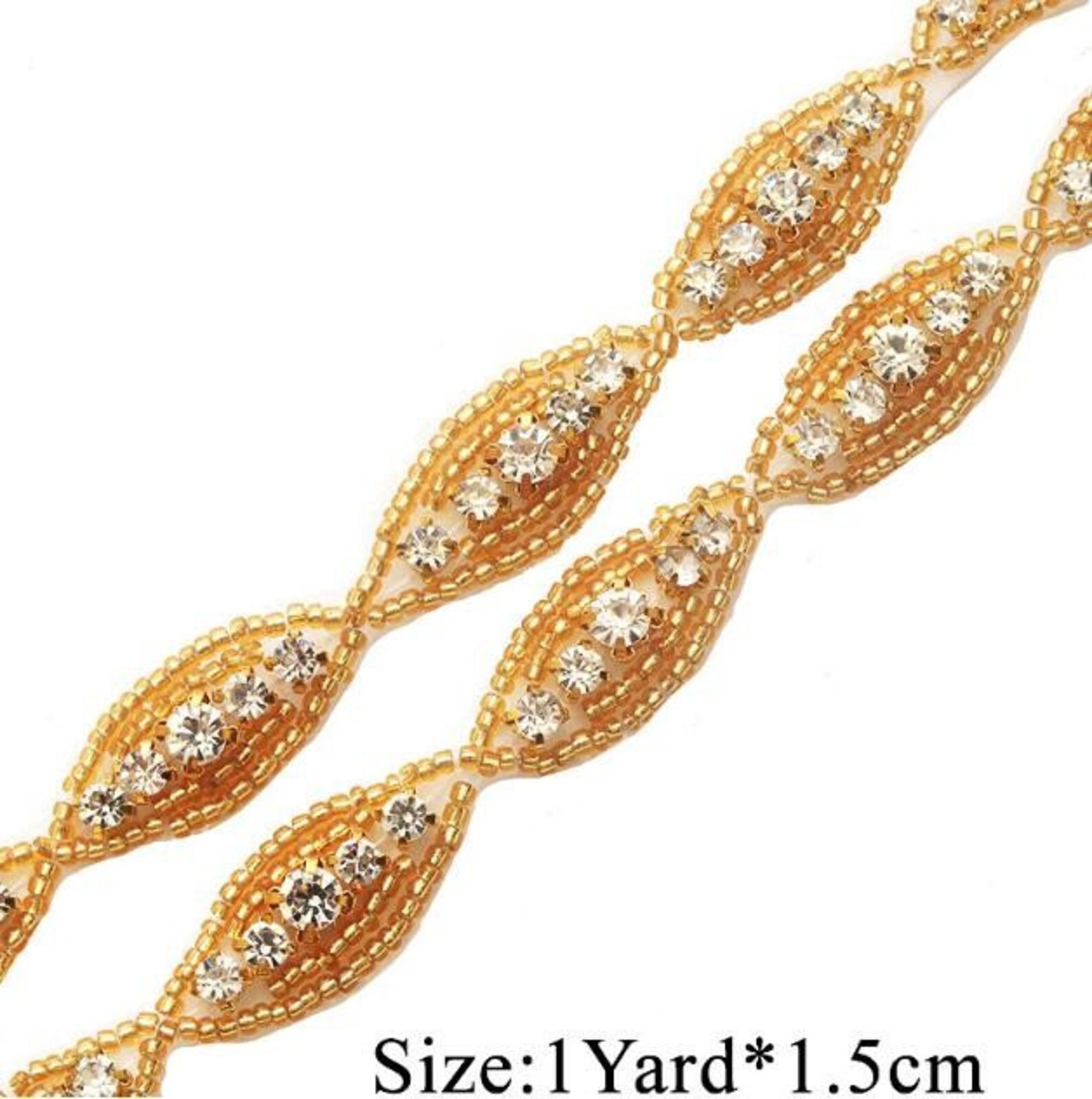 Thin Rhinestone Crystal Beaded Lace Trim Rhinestone Applique Etsy