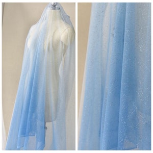 Gradual Light Blue Lace Fabric with Sequins Soft Tulle Wedding Bridal Fabric Veil Lace Curtain Bridal Gown Outfits 51'' Wide 1 Yard H0198