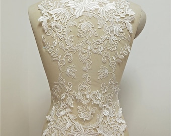 Ivory Exquisite Lace Applique blossom Embroidery Patches Collar Wedding gown Bodice dance show costumes ballet dress H0531