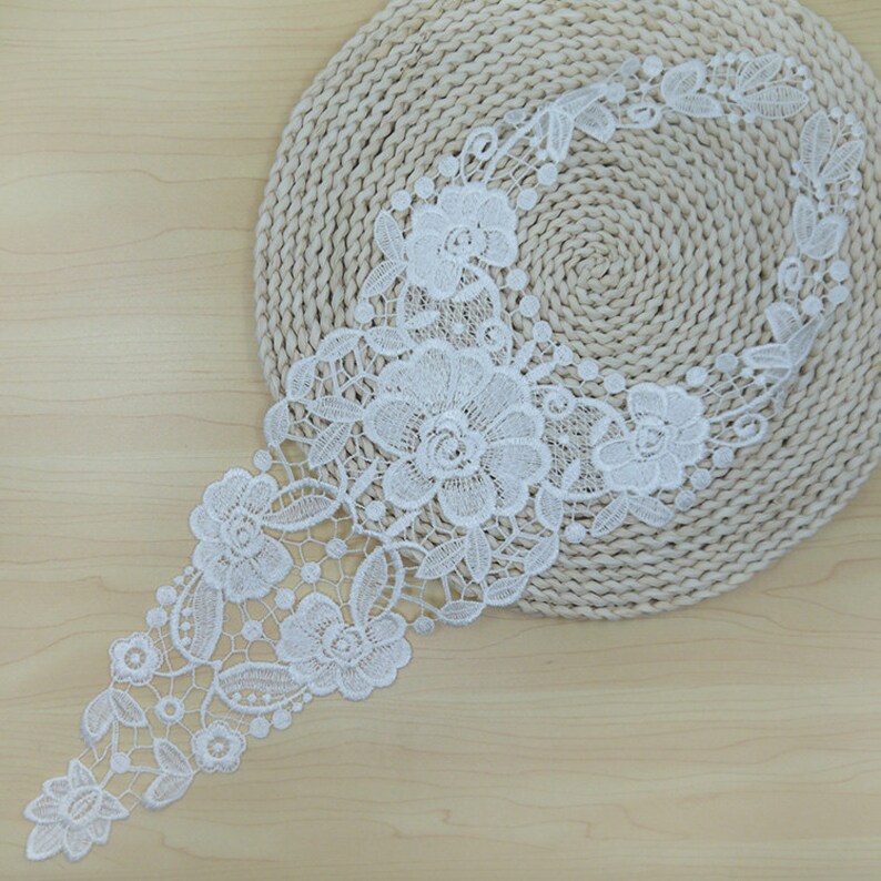 White Cotton Flower Lace Appliques Embroidery Hollowed Out Etsy