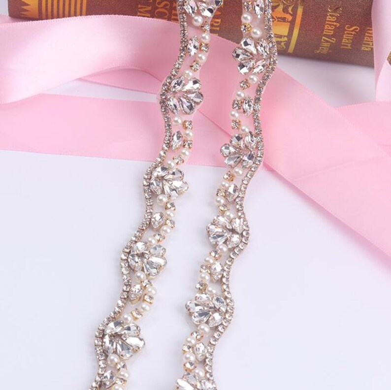 Rhinestone Crystal Beaded Lace Trim Rhinestone Applique Bridal Etsy