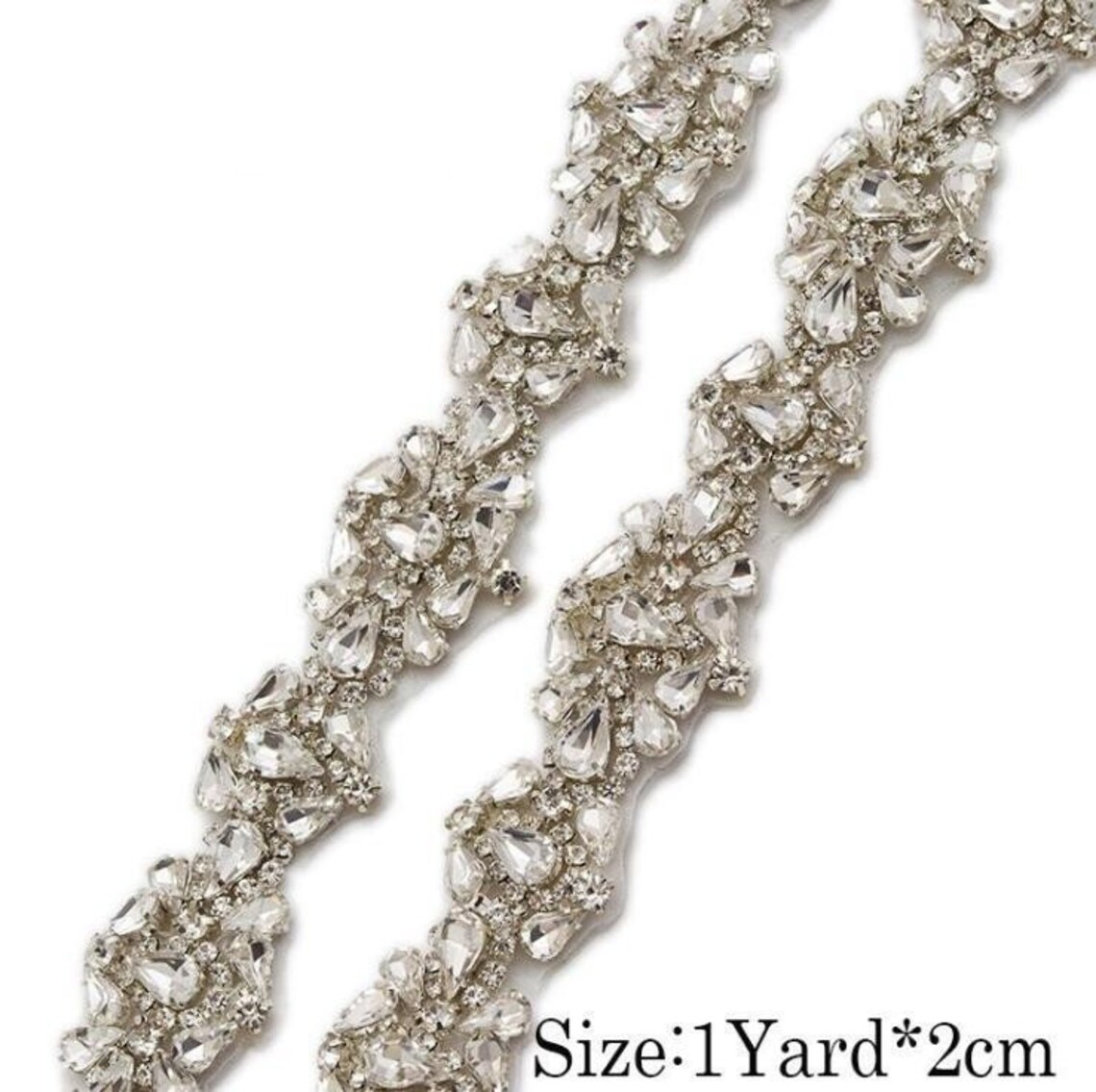 Silver Rhinestone Crystal Beaded Lace trim Rhinestone Applique Etsy