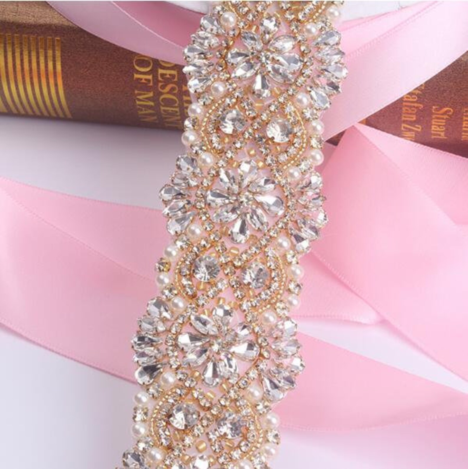 Rhinestone Beaded Crystal Bridal Sash Applique Rhinestone Etsy