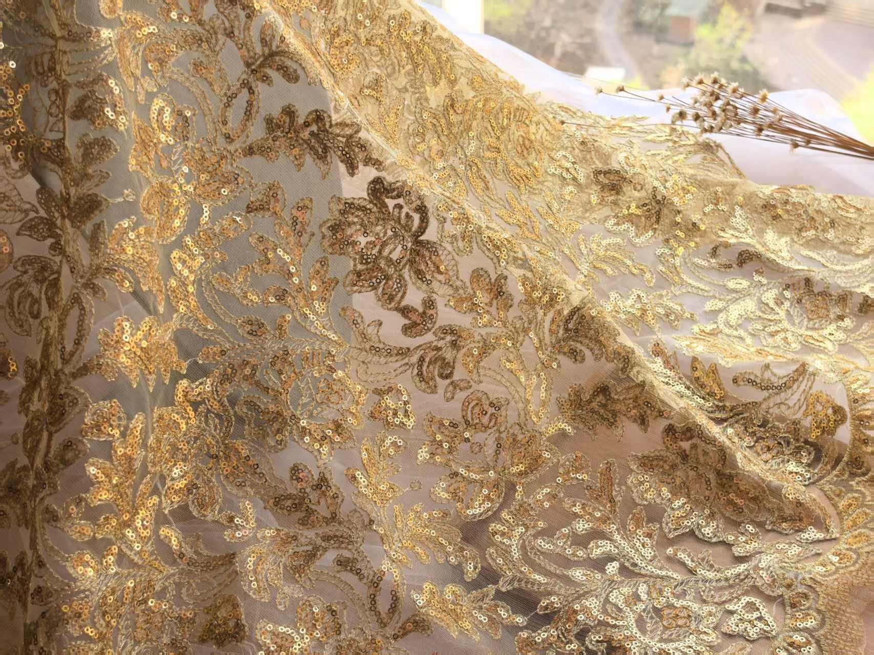 embroidered lace dress gold Evita Embroidered Sheer Maxi Dress main image 0