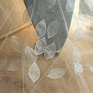 50 appliques de dentelle de feuilles d'organza blanches, patchs de broderie (3,5 x 6 cm) X0393 Tulle gaze robe de mariée mariage dentelle voile de mariée