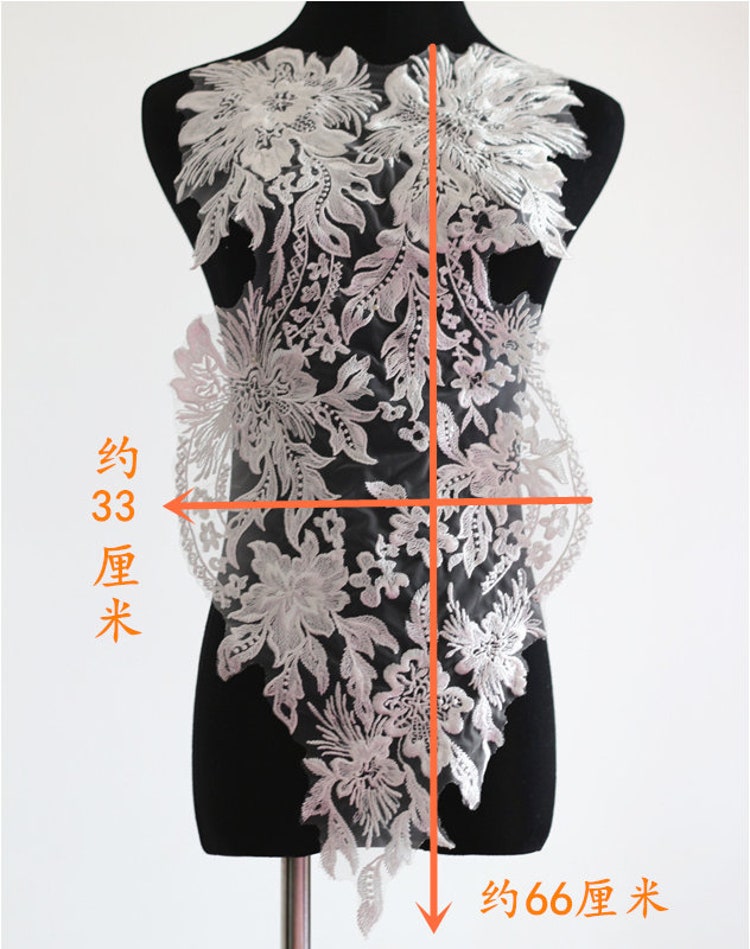 1 Pair Bird Sequins Beaded Embroidery Wedding Dress Collar Lace Applique 1 Pair Bird Sequins Beaded Embroidery Wedding Dress Collar Lace Applique
