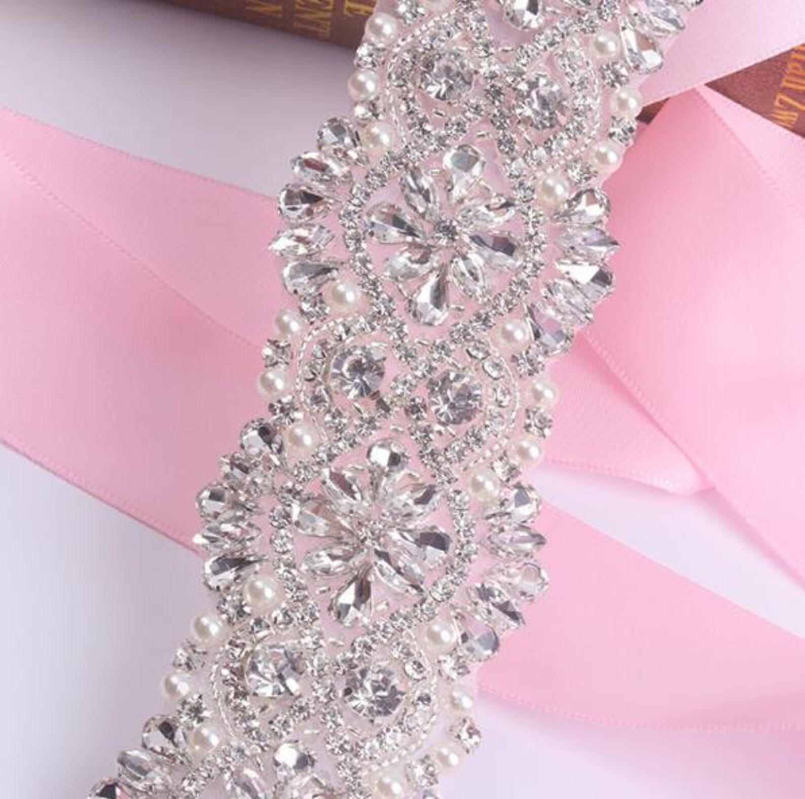 Rhinestone Beaded Crystal Bridal Sash Applique Rhinestone Etsy