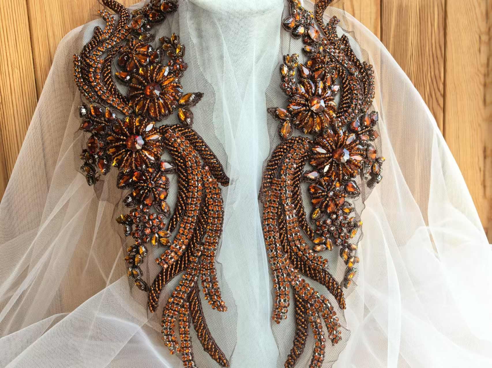 Brown beaded formal wear belt sash, wedding belt  prom dress sash dress belt Wide Chestnut Brown Satin Sash Belt by Satin Swank® main image 4