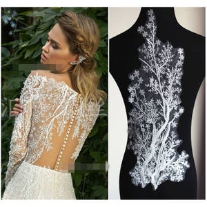 style Venice Snowflake Tree Sequins Lace Applique Floral Bridal Gown Embroidery Patches Collar Wedding Bodice Hem Accessories S0640