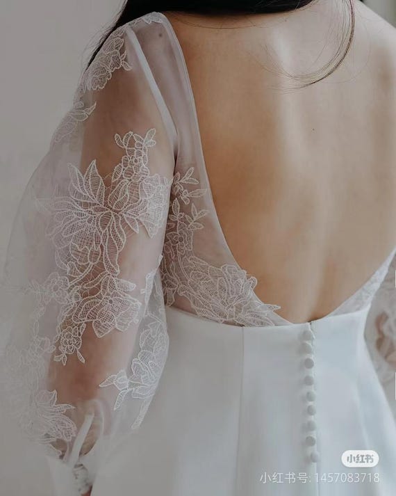 Toppa Ricamata In Pizzo Floreale - Bianco Sporco, Per Abiti Sposa, Veli, Craft, Coppia Specchi - Foto 5