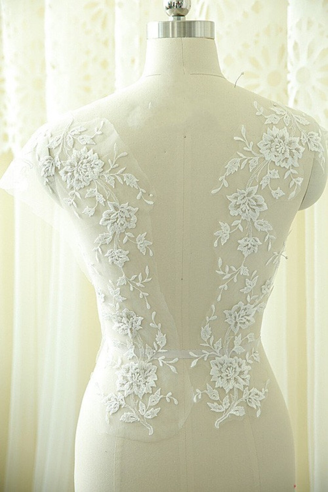 Ivory Collar Lace Appliques Embroidery Tulle Trim Collar - Etsy