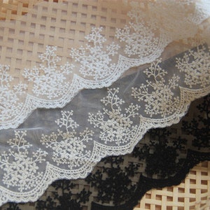 Snowflake Lace Trim Embroidery Tulle Lace Trim Accessory 3.93 Inch Wide 2 Yards  L045