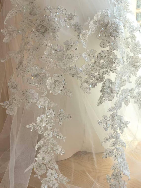 beaded lace applique for wedding dress Ivory 3D Pearl Applique, Bridal Gown Bodice H0405 Tulle Gauze Bridal Gown Lace Bridal Veil Angel Maternity Margot Maternity ArtDecoWedding Color:Coconut Shell Discover elegance in this