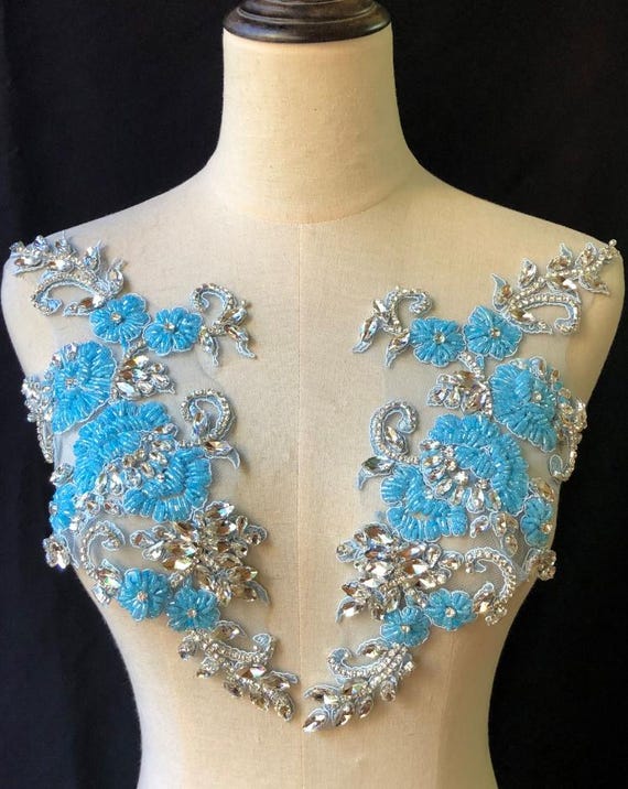 7363 Crystal Rhinestone Applique Belt Bridal Wedding Dress Blue Amazon.com: FANGZHIDI Rhinestone Applique for Wedding Dress  main image 2