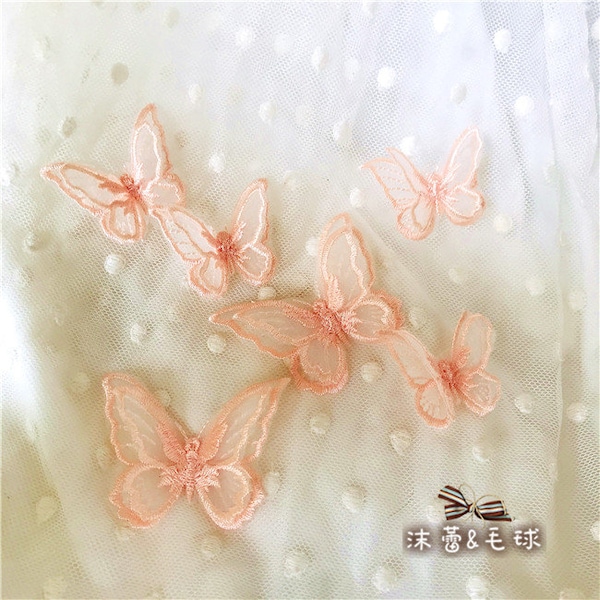 Newest 10 Pieces Blush/Gray Organza Butterfly 3D Lace Applique Bridal Gown Embroidery Patches baby headband tutu skirts Accessories H0591