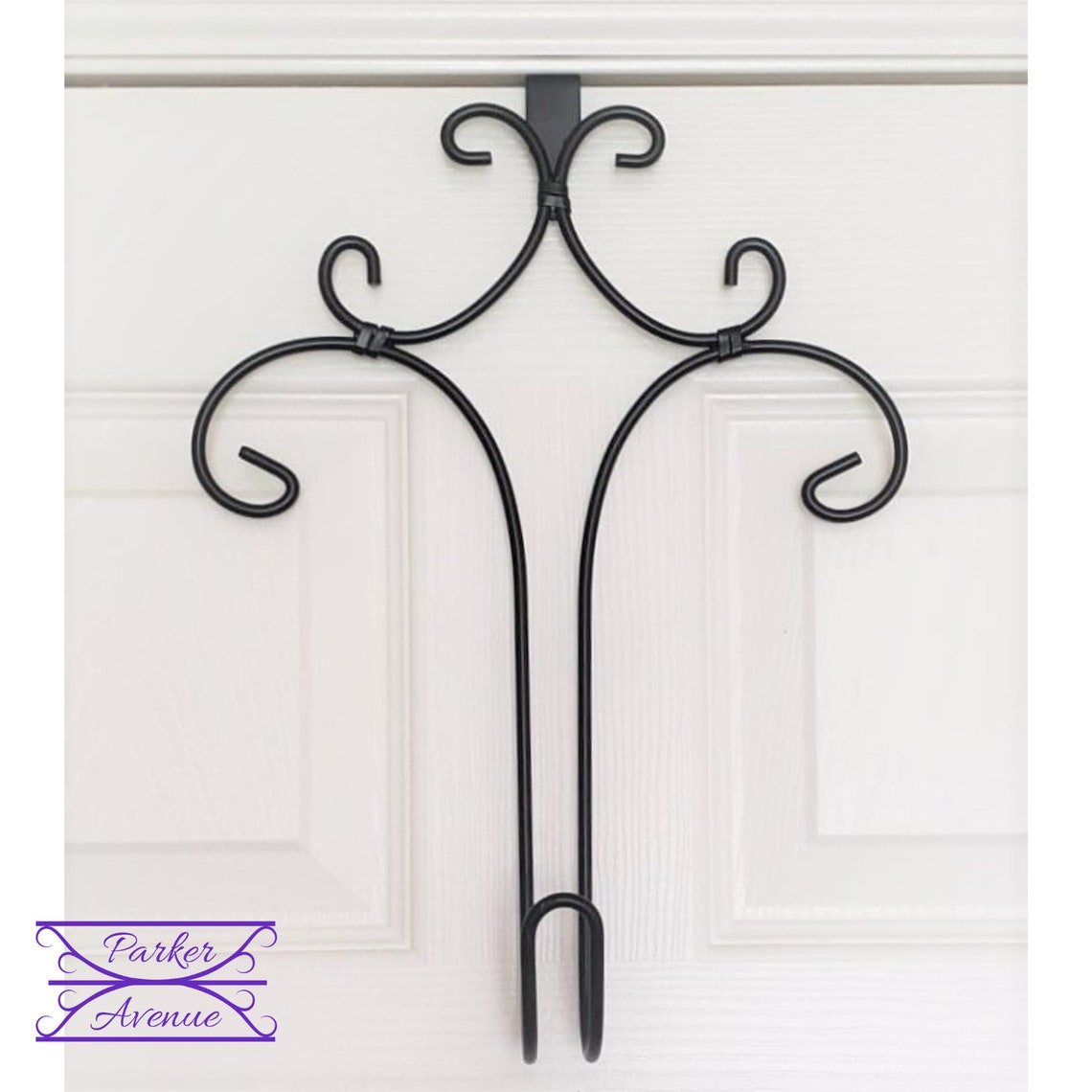 Scroll Wreath Hanger Heavy Duty Black Over the Door Metal Etsy
