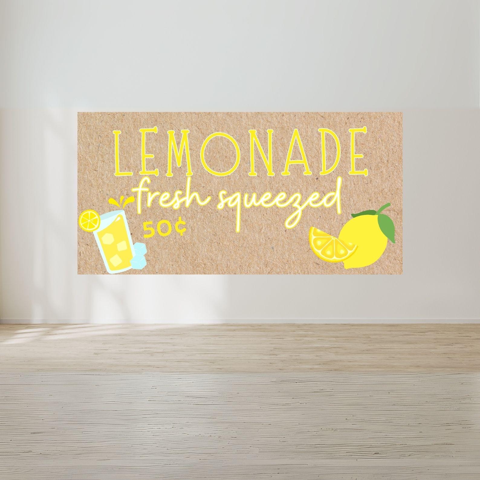 Editable Lemonade Stand Banner Template | Custom Name, Kraft Paper Look ...