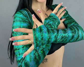 Futuristic EDM Festival Shrug: Exotic Dancewear, Handmade Eco-Friendly Rave Outfit for Women