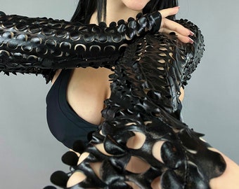 Futuristic EDM Festival Shrug: Exotic Dancewear, Handmade Eco-Friendly Rave Outfit for Women