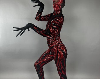 Creature Costume, Fantasy character , Halloween costume, Exotic Dancewear, sequins Catsuit. Trending now.