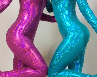 Hologram Spandex jumpsuit, bodysuit for woman or man, custom made, active wear, dance wear.Costumes for circus performer