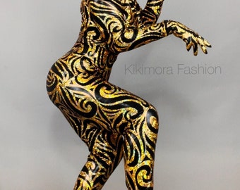Cat Costume, Beautiful Fantasy headpiece, Halloween costume, Dance wear, Spandex Catsuit. Trending now.