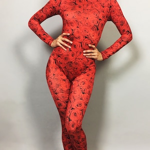 Rose Print Spandex Catsuit: Custom Dancewear Unitard