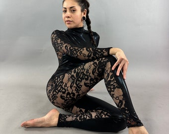 Elegant lace  jumpsuit, Festival fashion, Club wear, gymnastic leotard, stage clothing,trending now, spandex bodysuit, dance costume.
