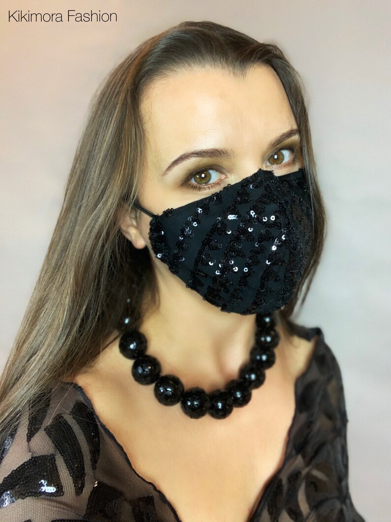 Glamorous Black. Face mask fashion mask evening gown Etsy