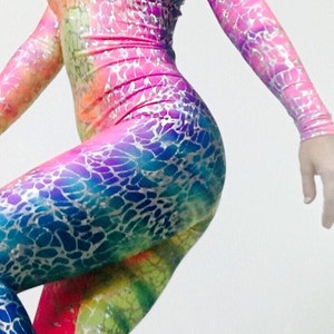 Rainbow Serpent/ bodysuit costume / woman outfit / circus dancer / performer contortionist / gym yoga / Aerial show/trending now image 3